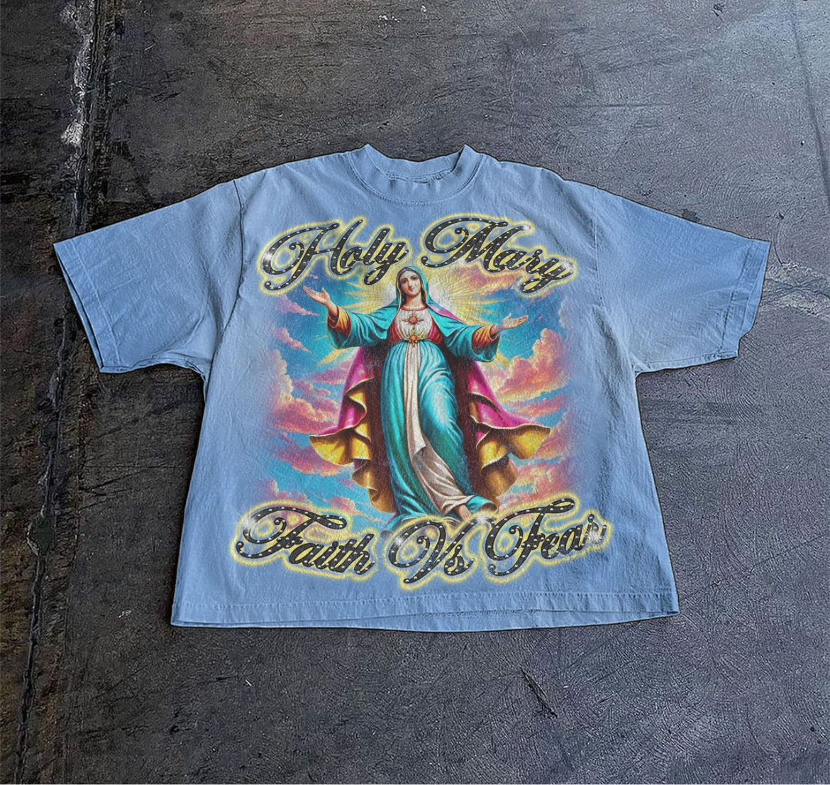 Holy Mary blue shirt