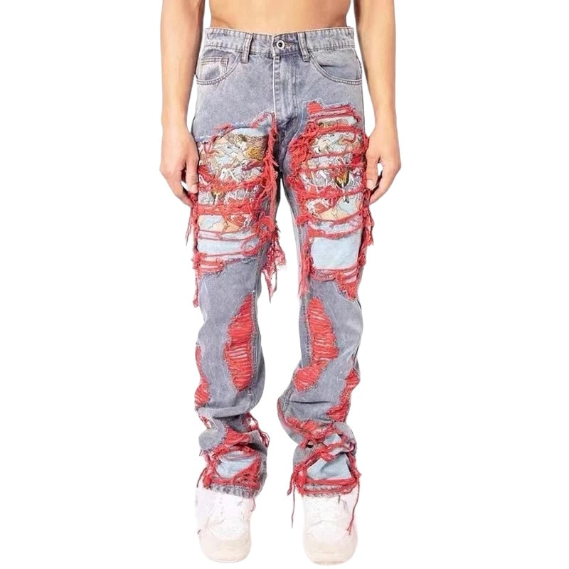 Angel red dye thread denim