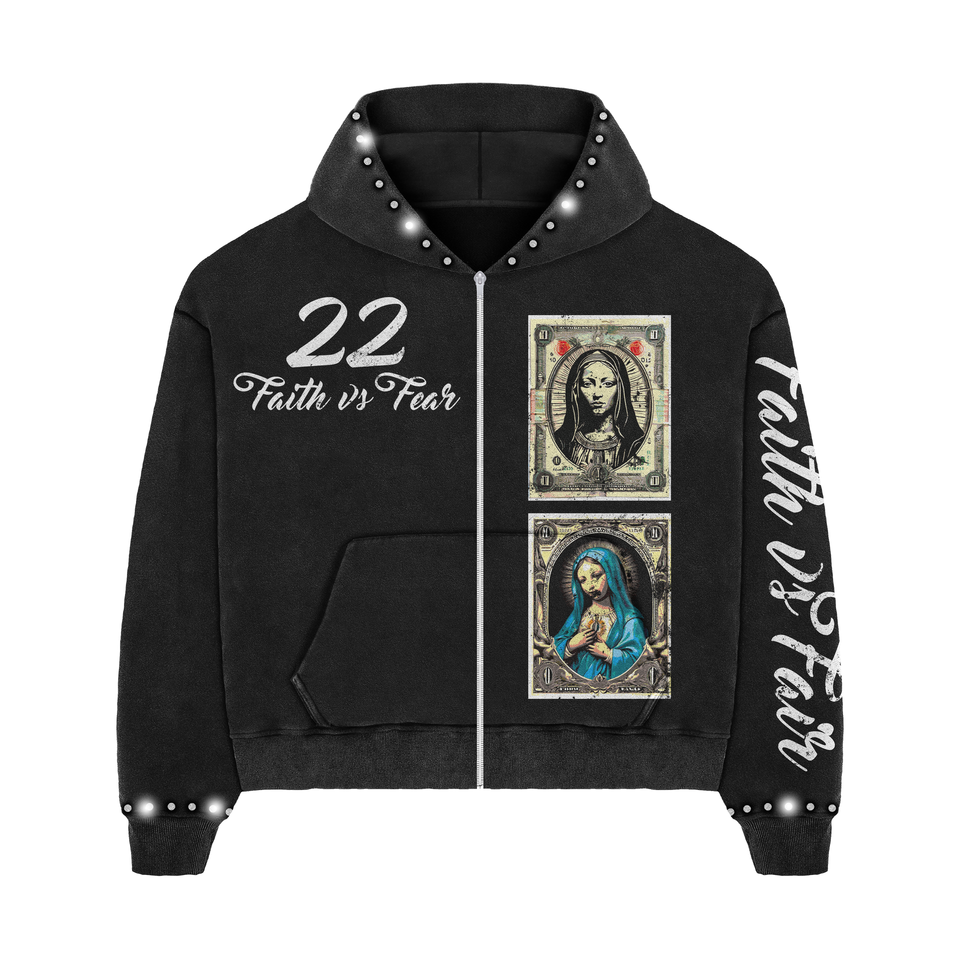 Seeking wisdom studded zip up