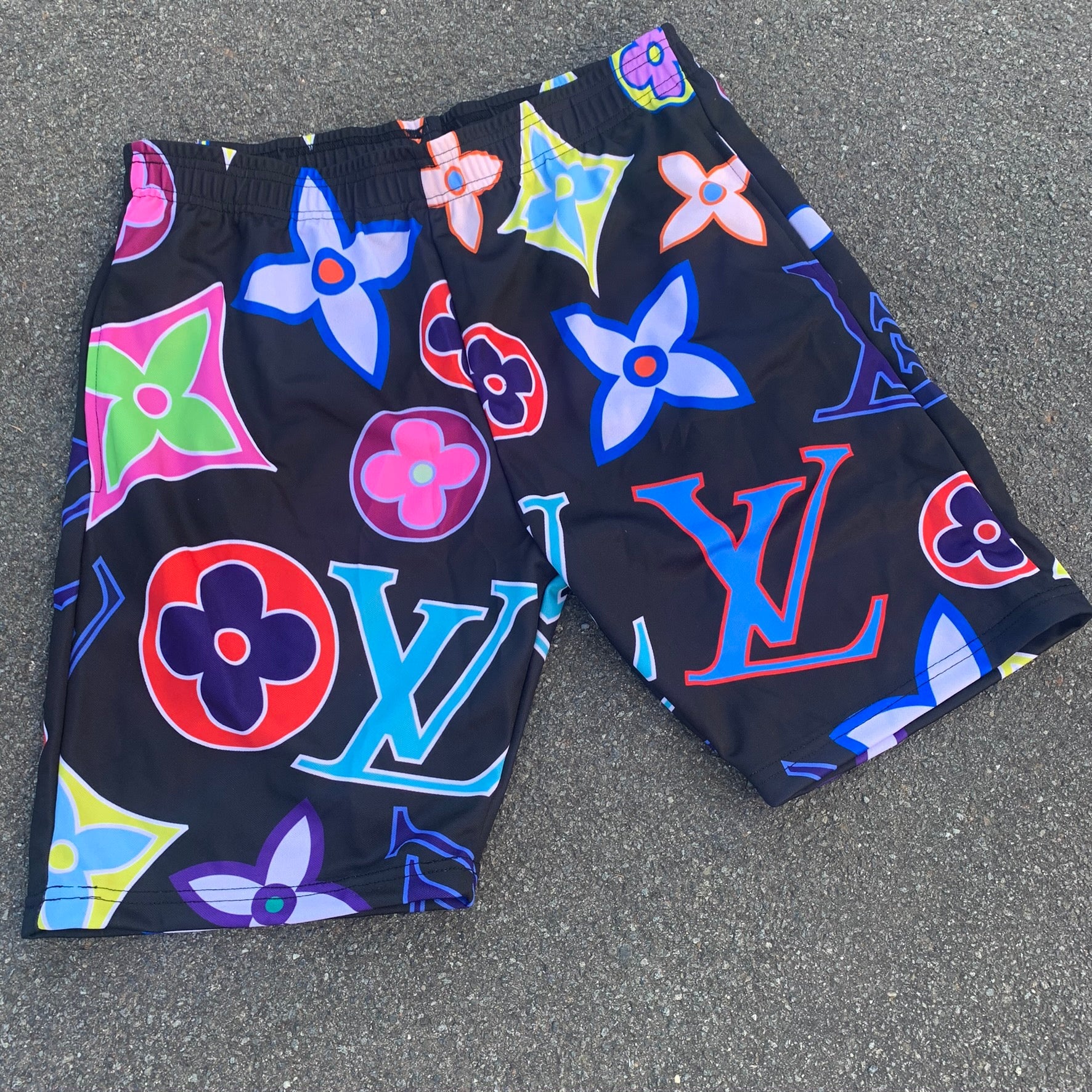 Psychedelic monogram shorts black