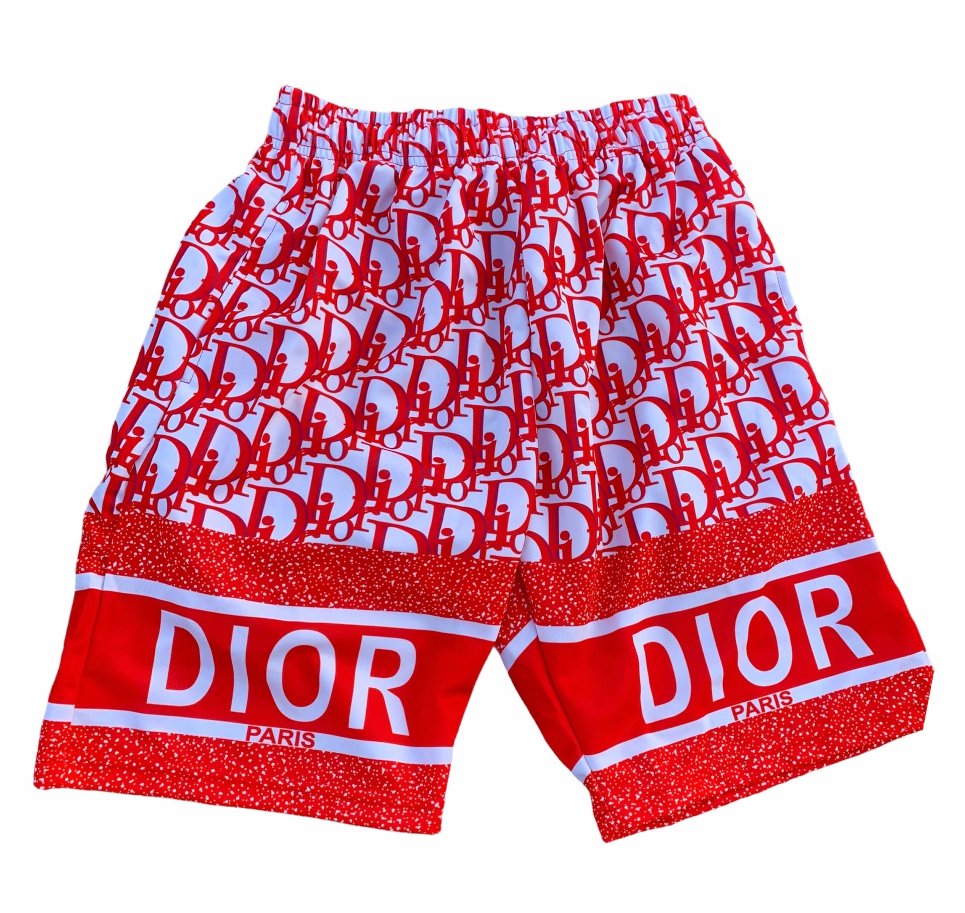Red Dior mesh shorts