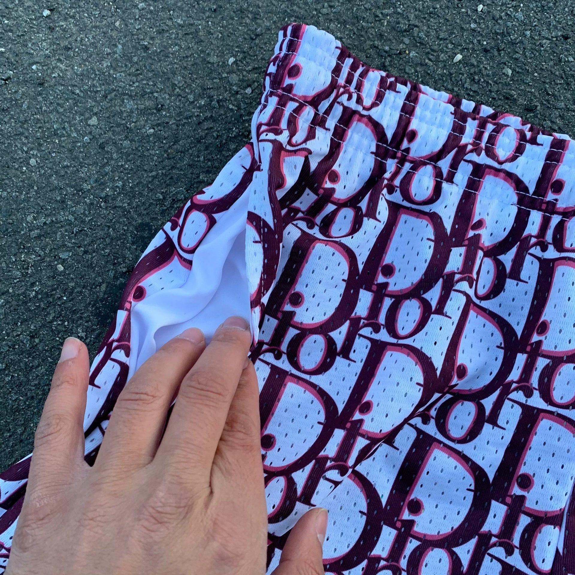Maroon Dior classic mesh shorts