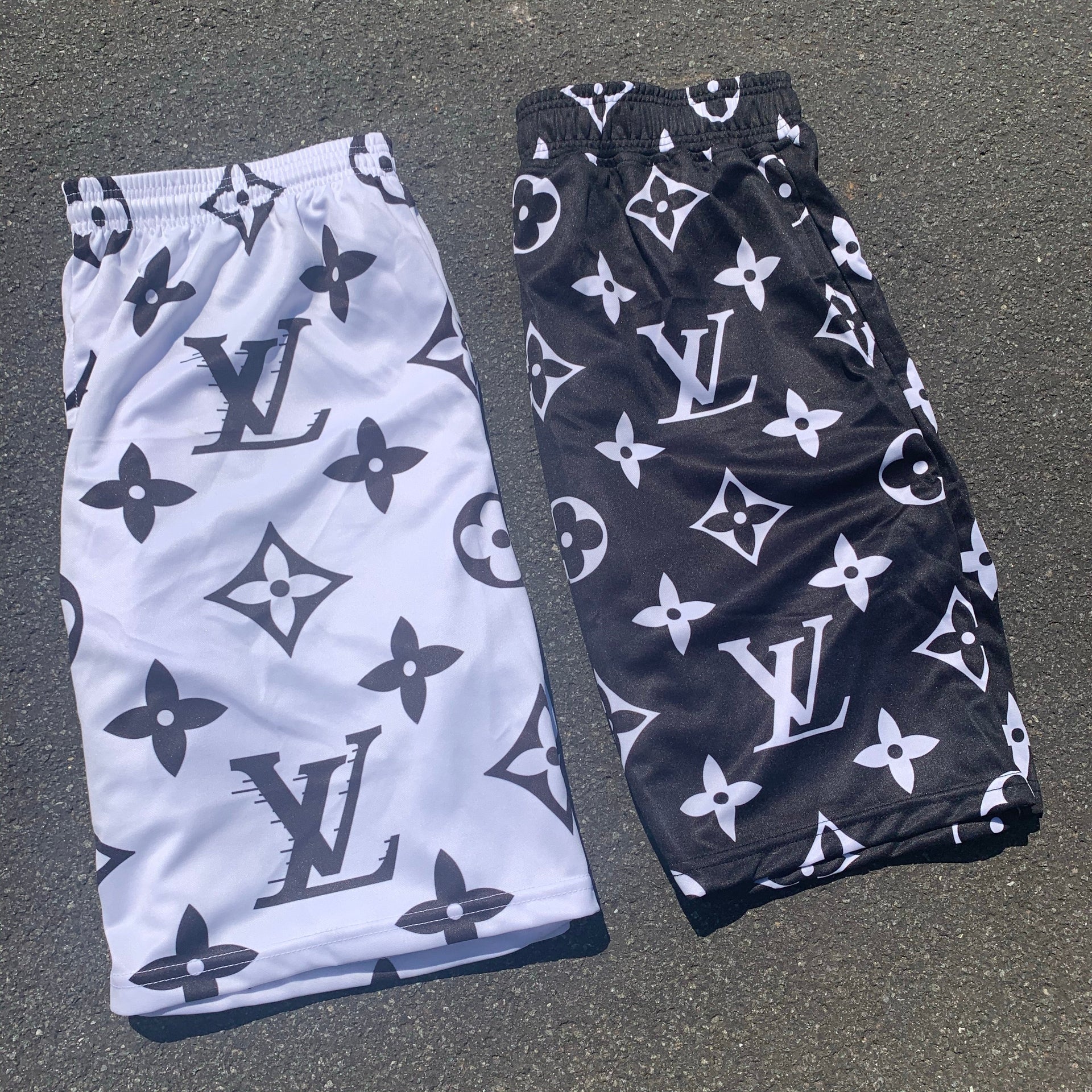 Black monogram shorts