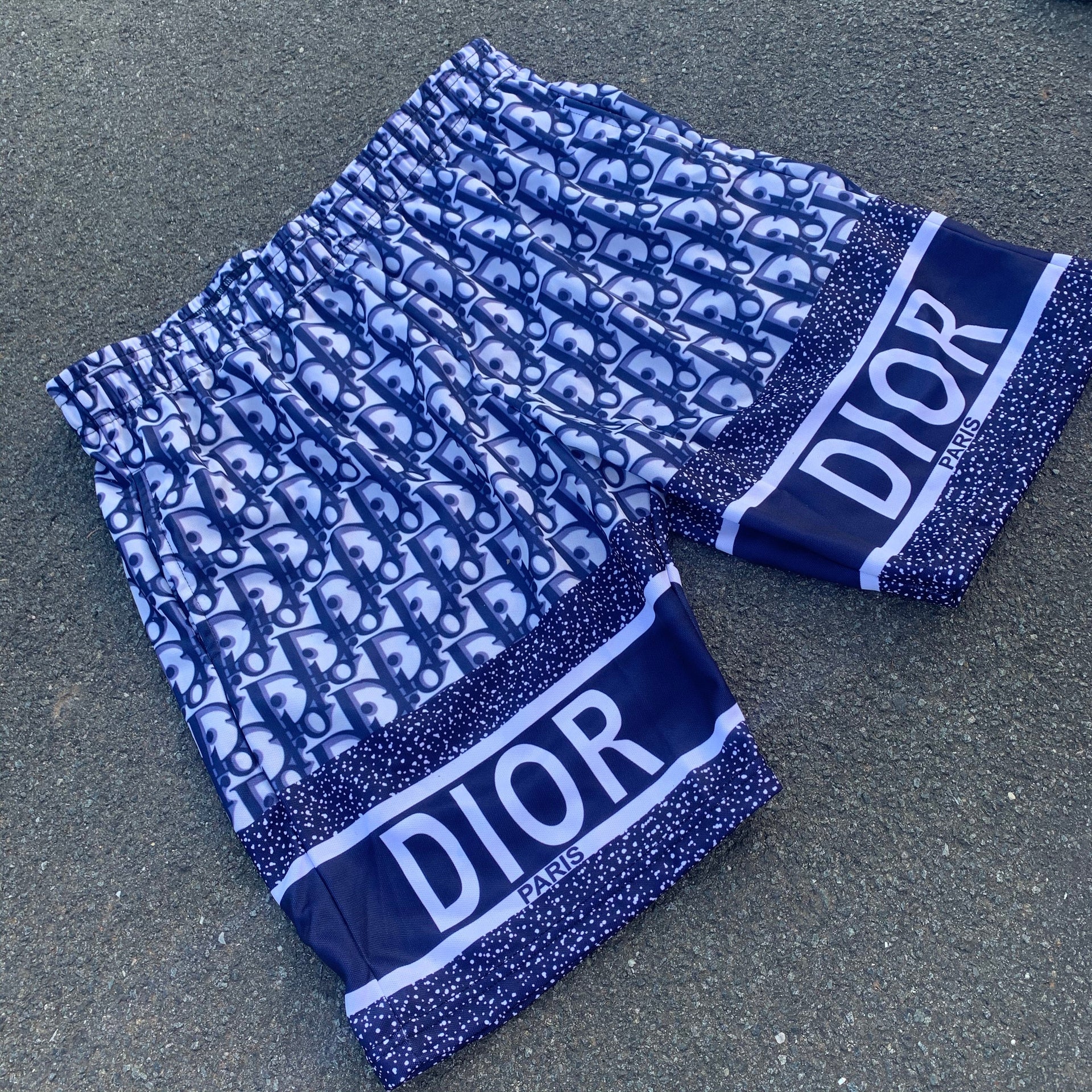 Blue Dior mesh shorts