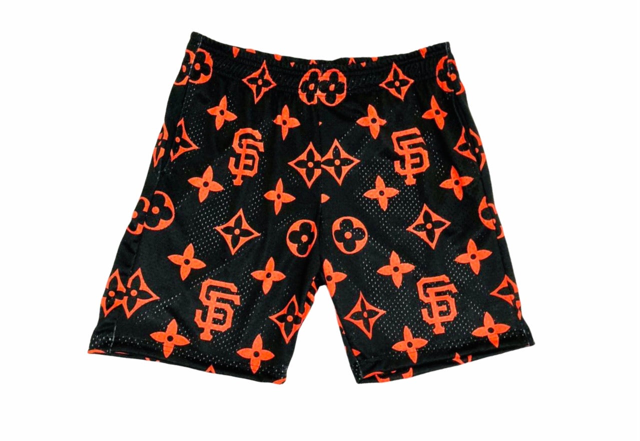San Francisco black and orange mesh shorts