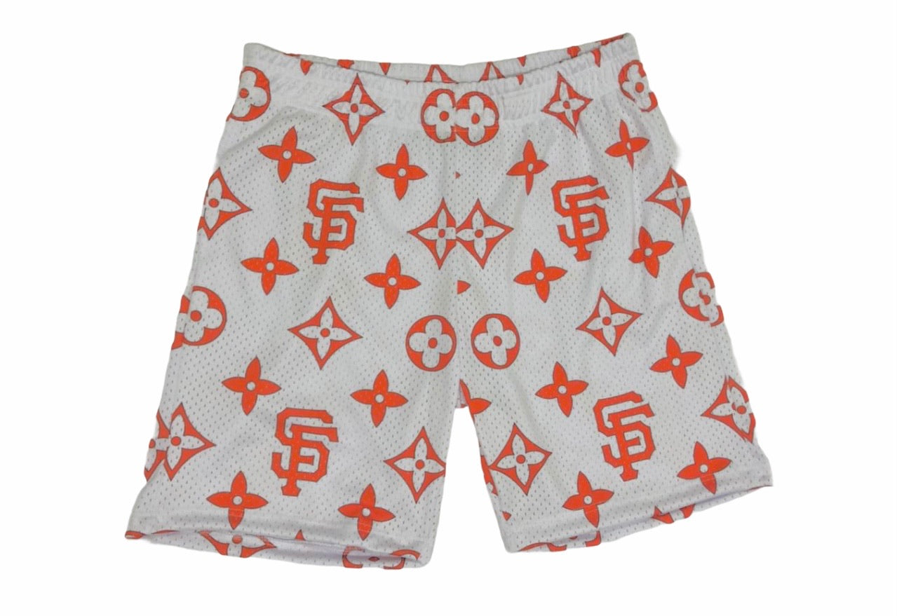 San Francisco white and orange mesh shorts
